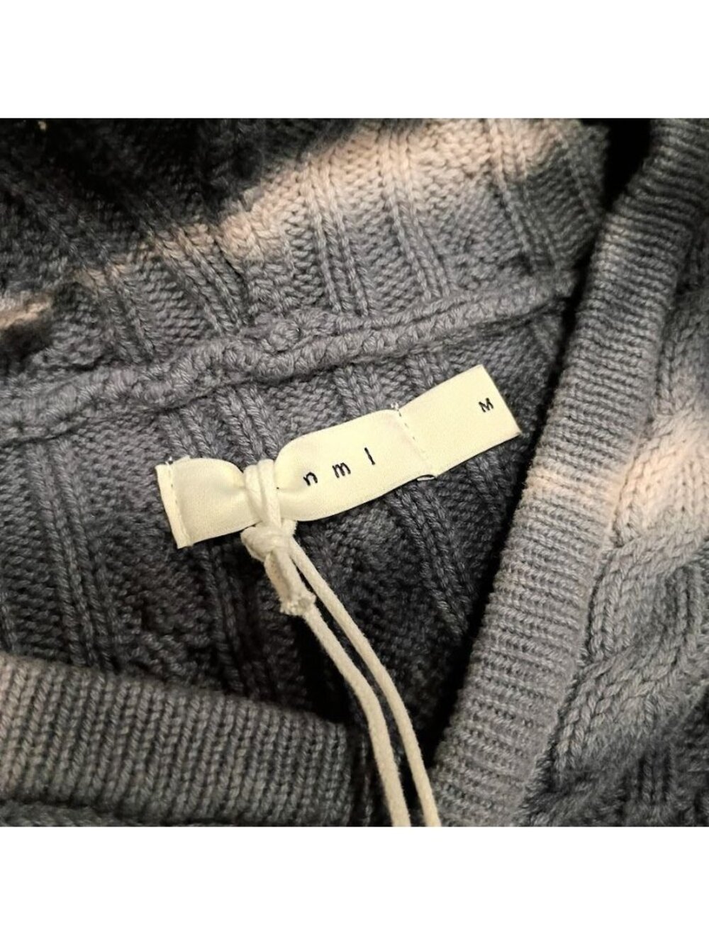 MNML Mens Tie Dye Cable Knit Hoodie Black  M Cotton Cropped Oversized Fit New Wi - Picture 4 of 13